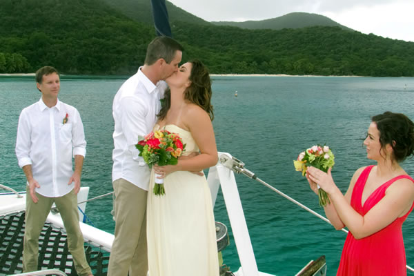 Just married on sailboat St. John US Virgin Islands